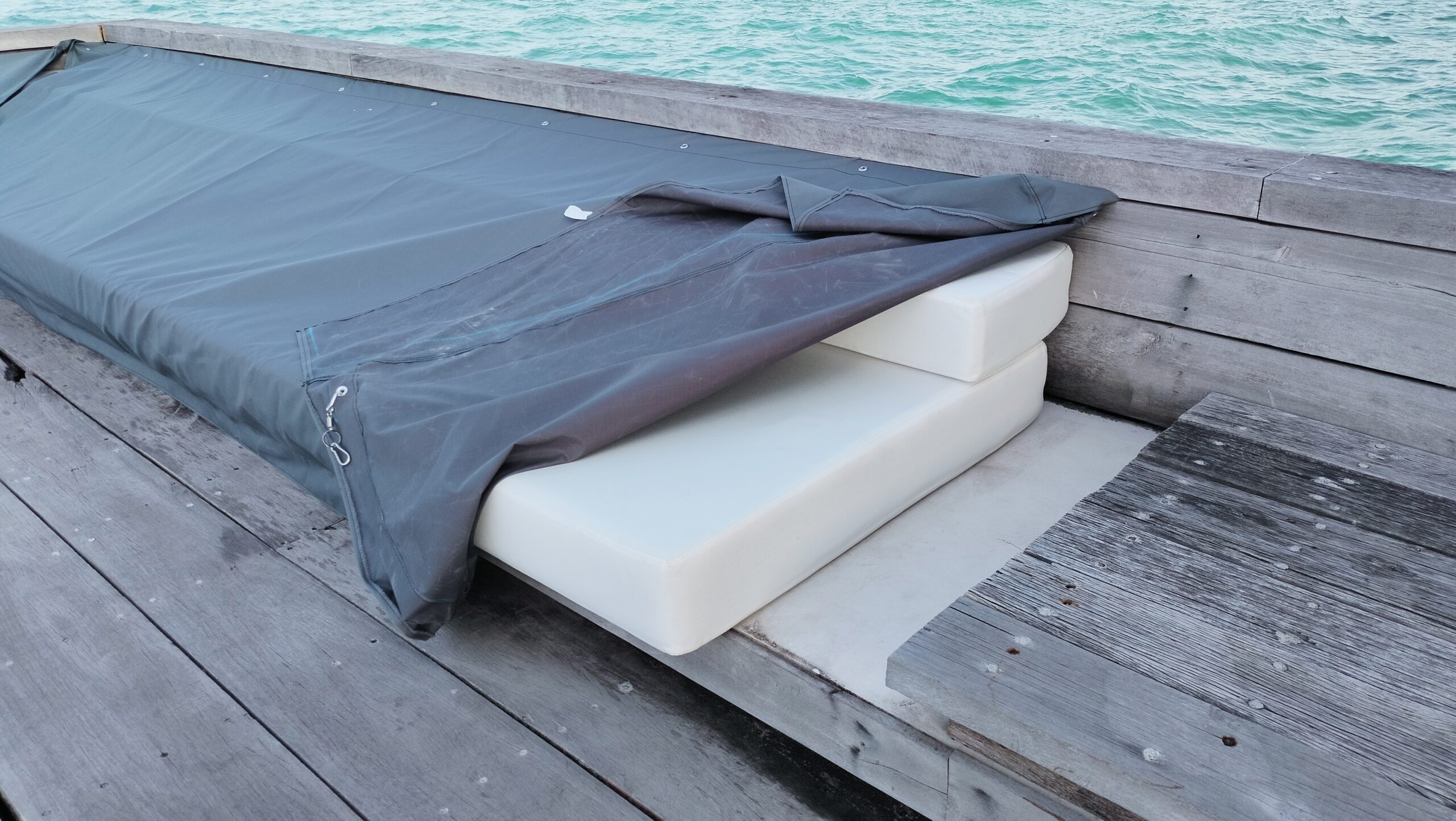 Rain Covers for Premium Outdoor Sofa Cushions for Song Saa Private Island Resort in Cambodia made by Pro Textile Solutions Engineering