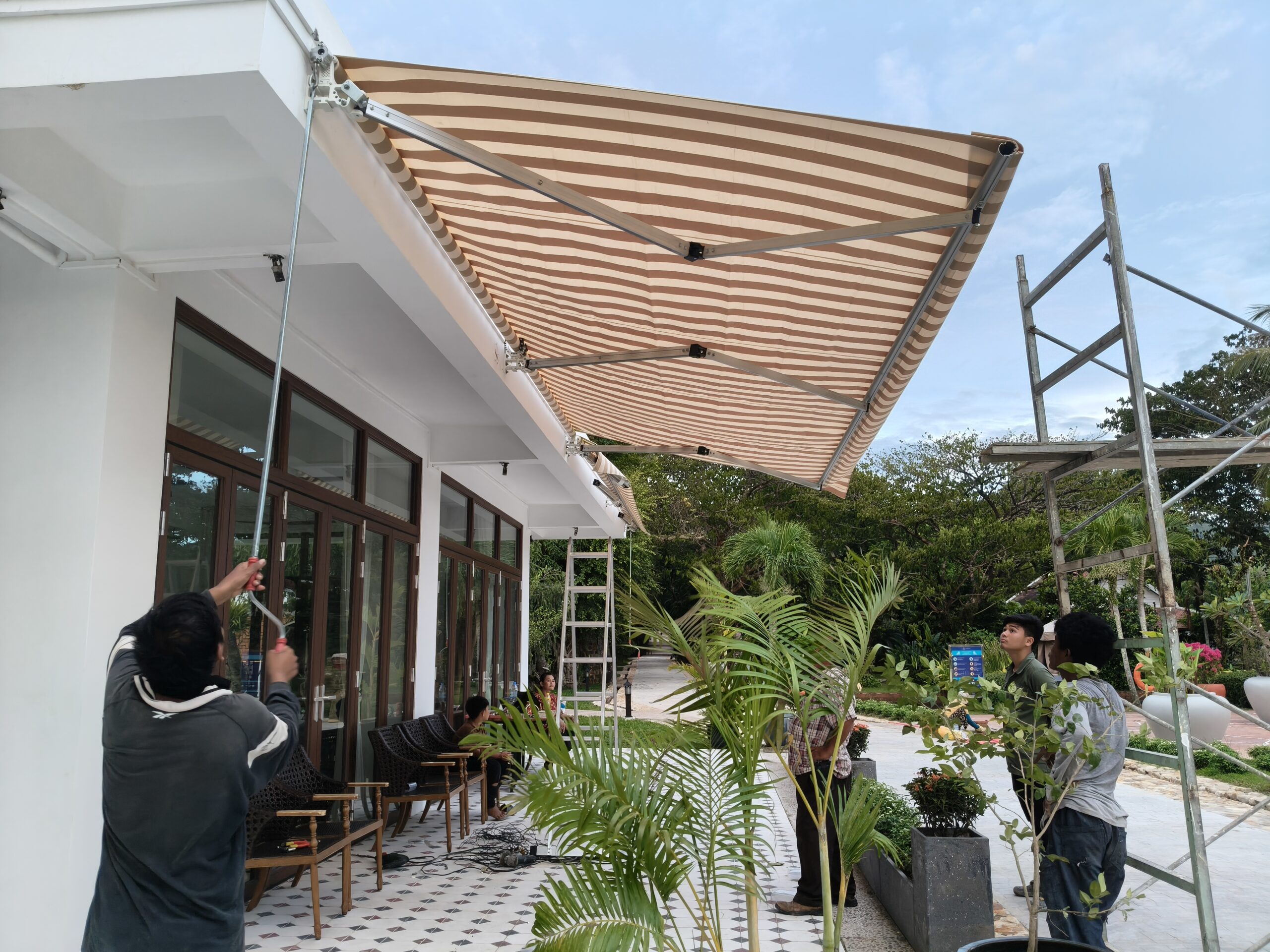 Pro Textile Solutions Engineering Premium Awning System Retractable, Samanea Resort, Kep, Cambodia