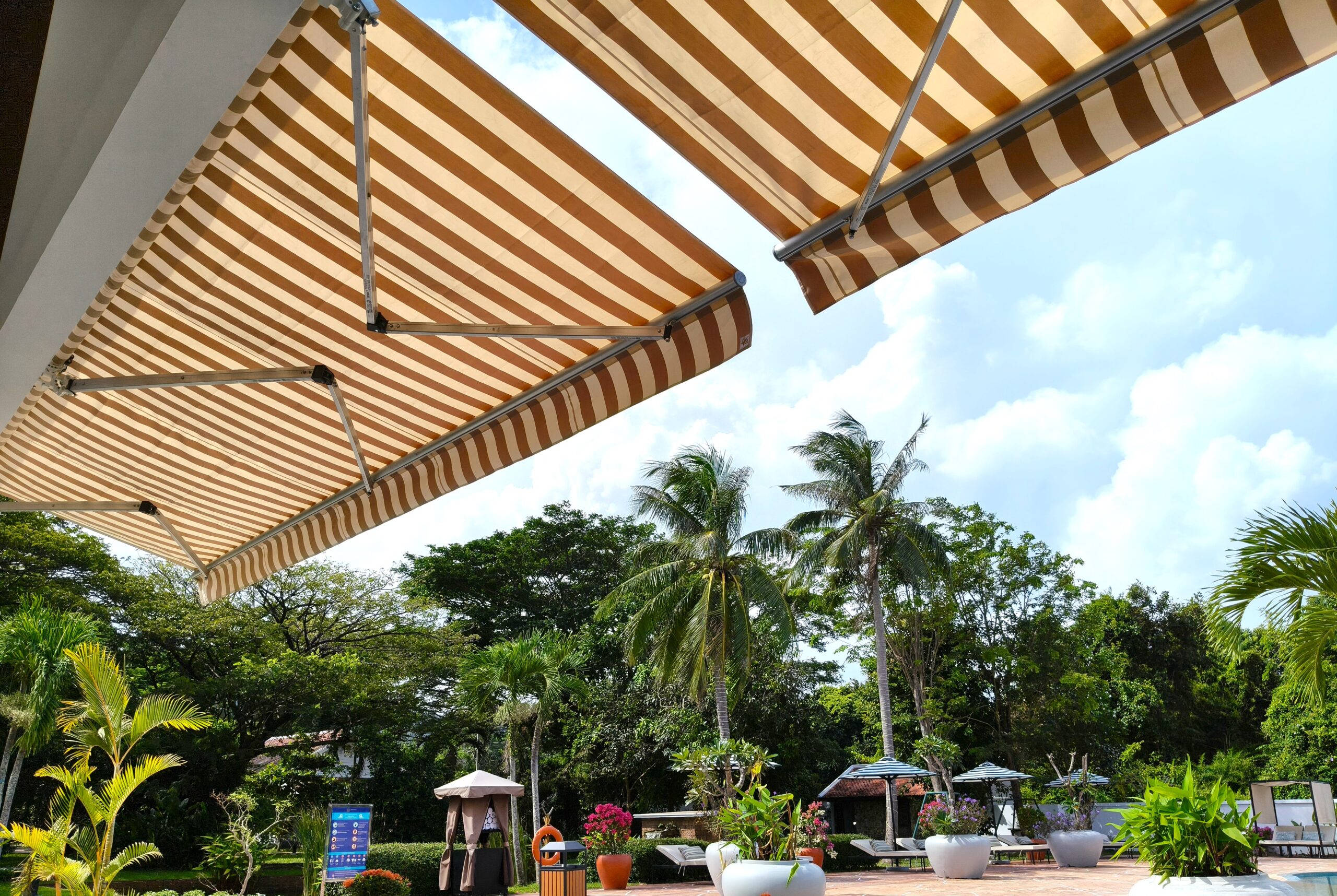Pro Textile Solutions Engineering Premium Awning System Retractable, Samanea Resort, Kep, Cambodia