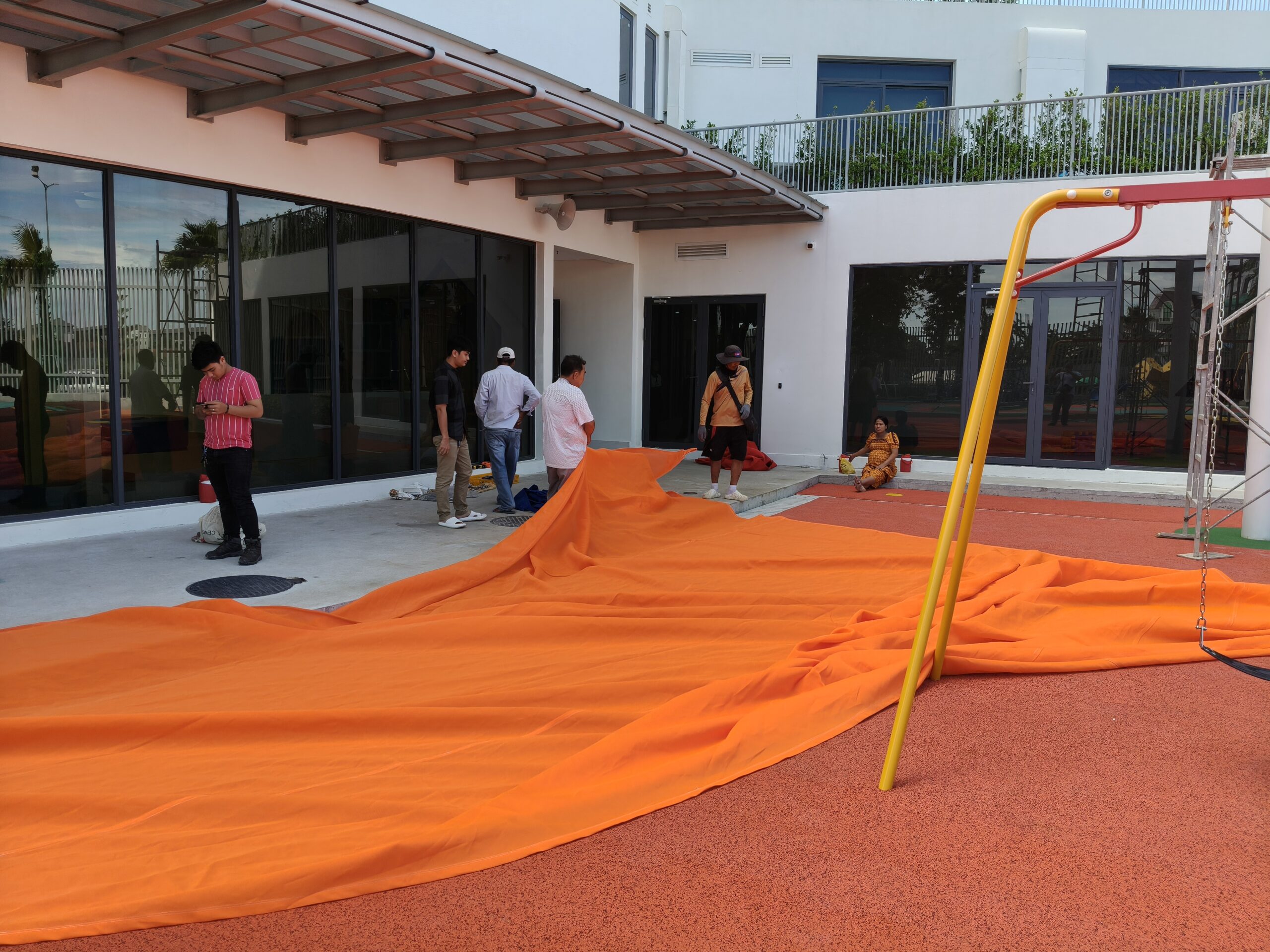 Pro Textile Solutions Engineering, Widespan HDPE Shade Sail Structure, CIA First International School Phnom Penh Cambodia