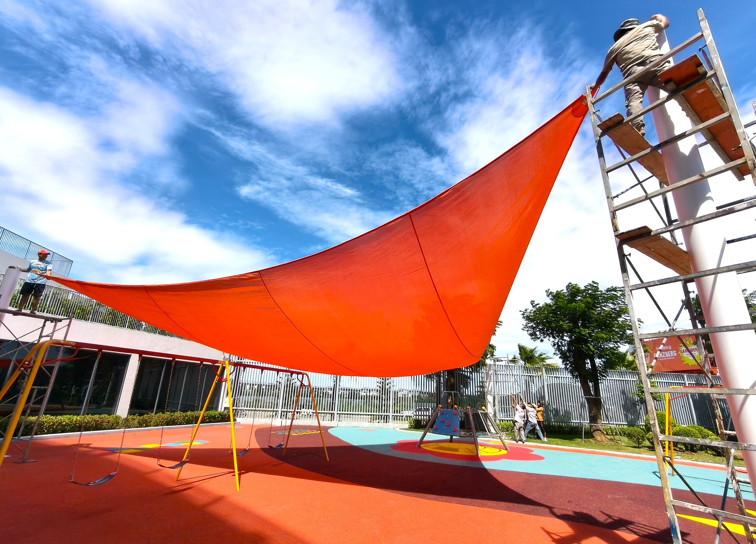 Pro Textile Solutions Engineering, Widespan HDPE Shade Sail Structure, CIA First International School Phnom Penh Cambodia