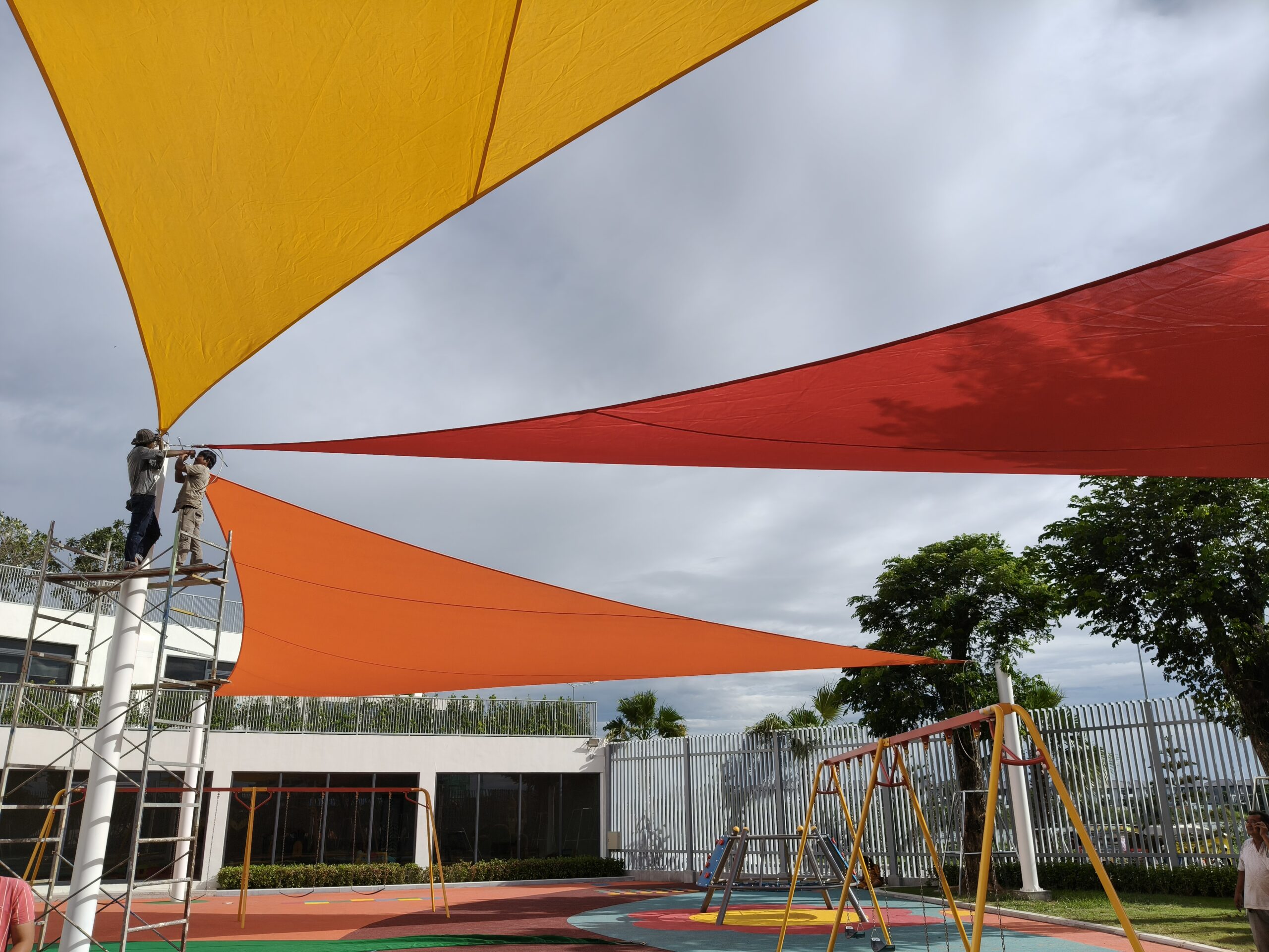 Pro Textile Solutions Engineering, Widespan HDPE Shade Sail Structure, CIA First International School Phnom Penh Cambodia