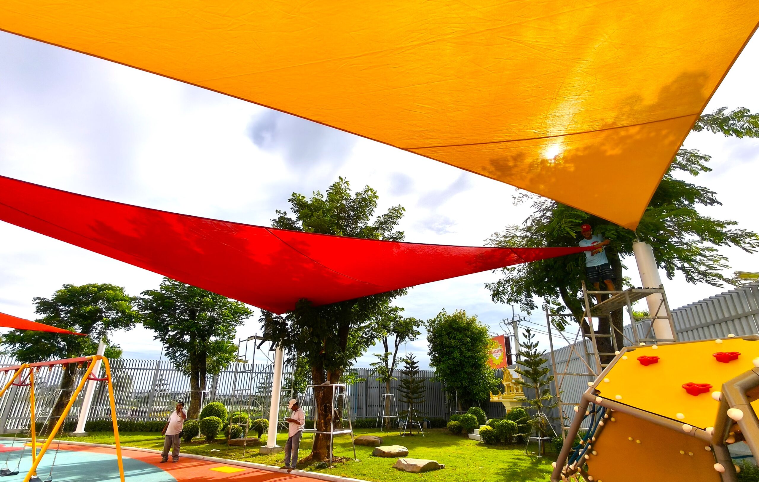 Pro Textile Solutions Engineering, Widespan HDPE Shade Sail Structure, CIA First International School Phnom Penh Cambodia