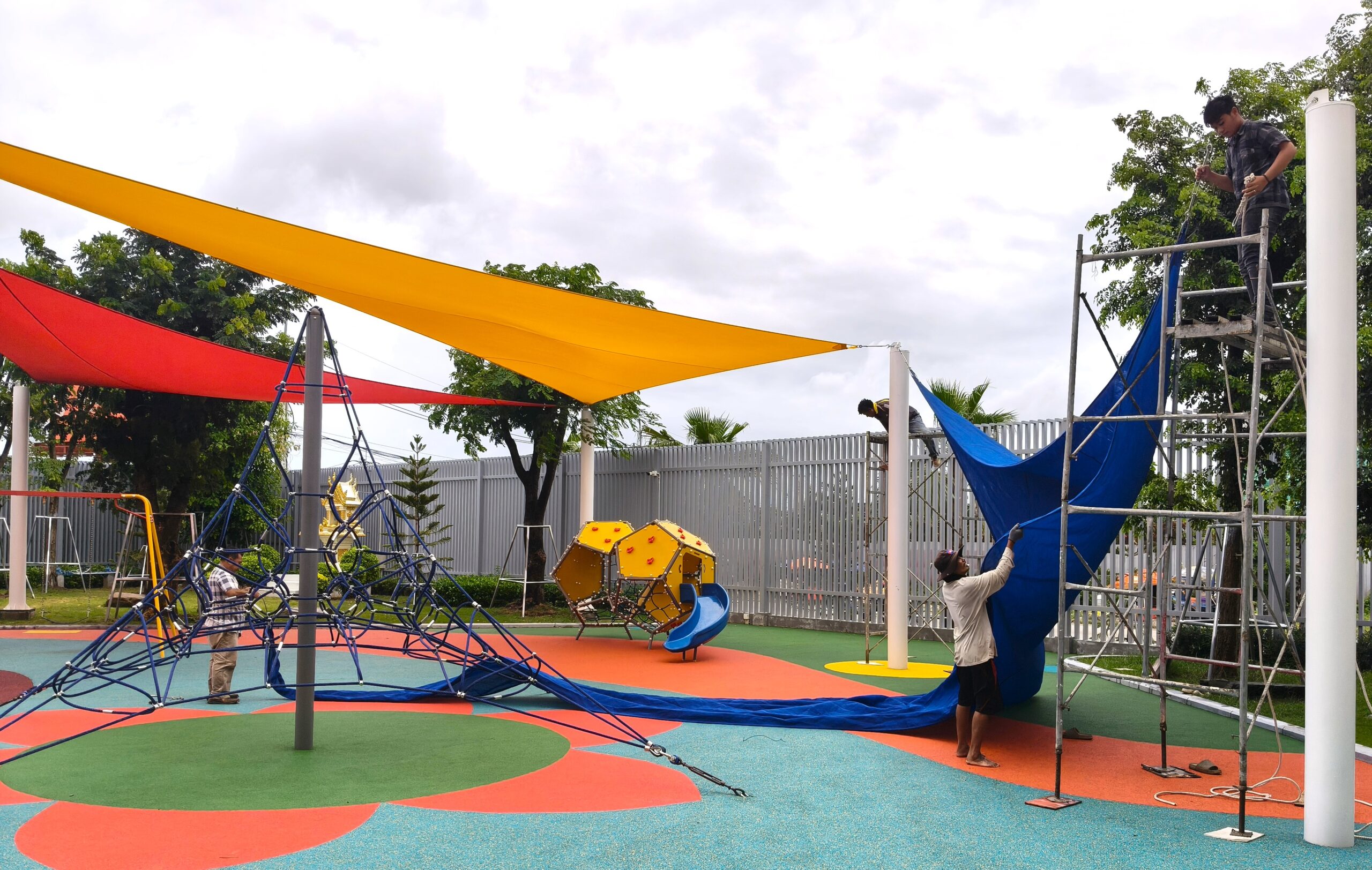 Pro Textile Solutions Engineering, Widespan HDPE Shade Sail Structure, CIA First International School Phnom Penh Cambodia