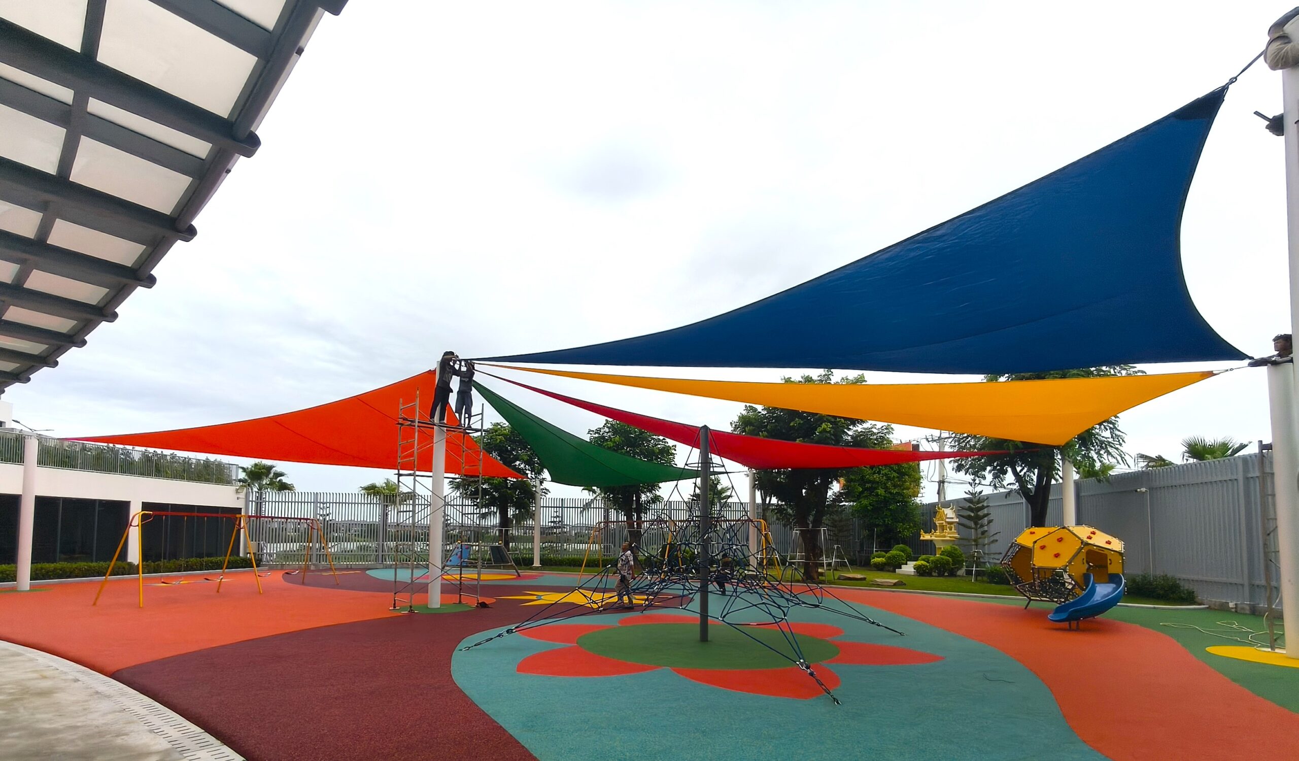Pro Textile Solutions Engineering, Widespan HDPE Shade Sail Structure, CIA First International School Phnom Penh Cambodia