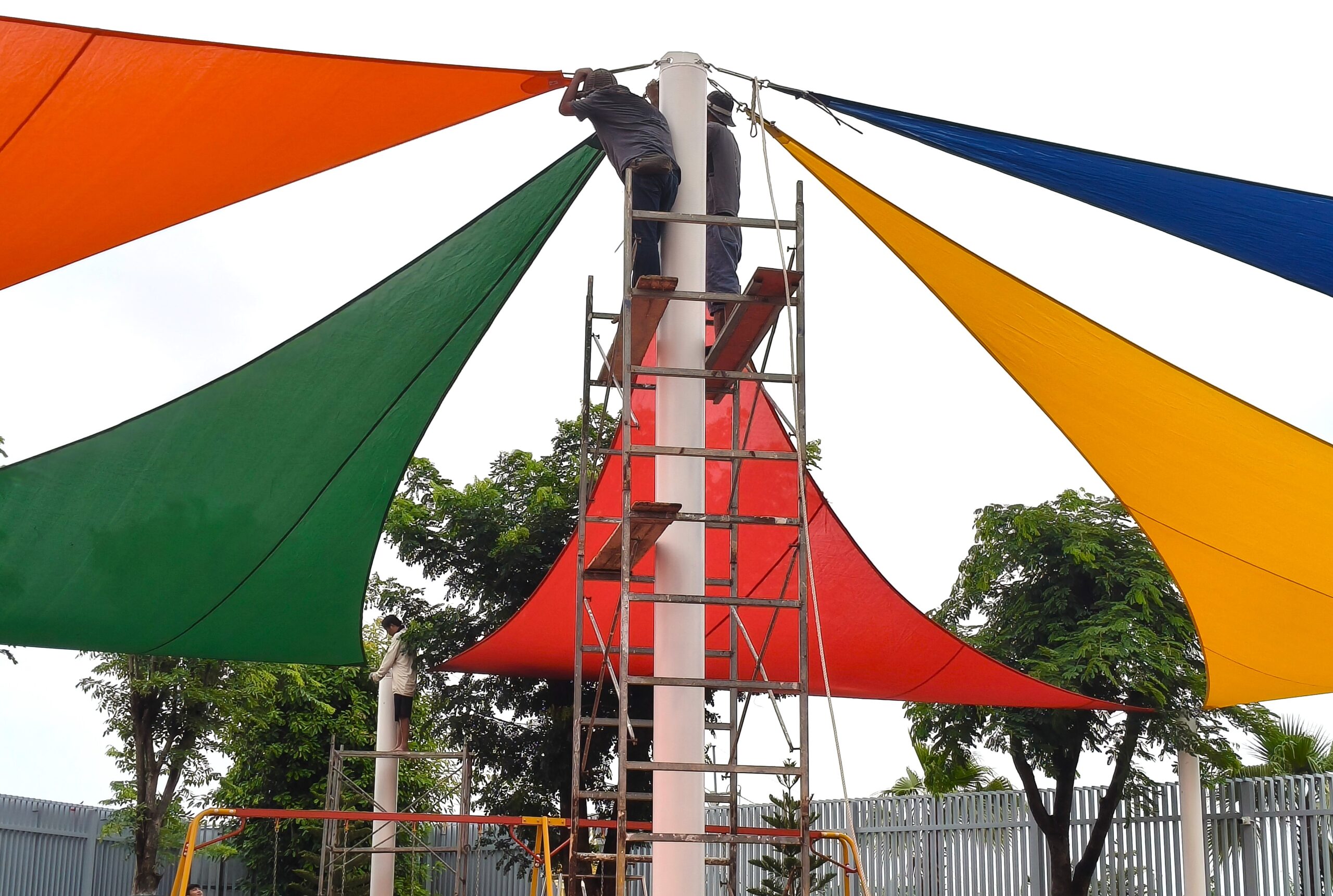 Pro Textile Solutions Engineering, Widespan HDPE Shade Sail Structure, CIA First International School Phnom Penh Cambodia