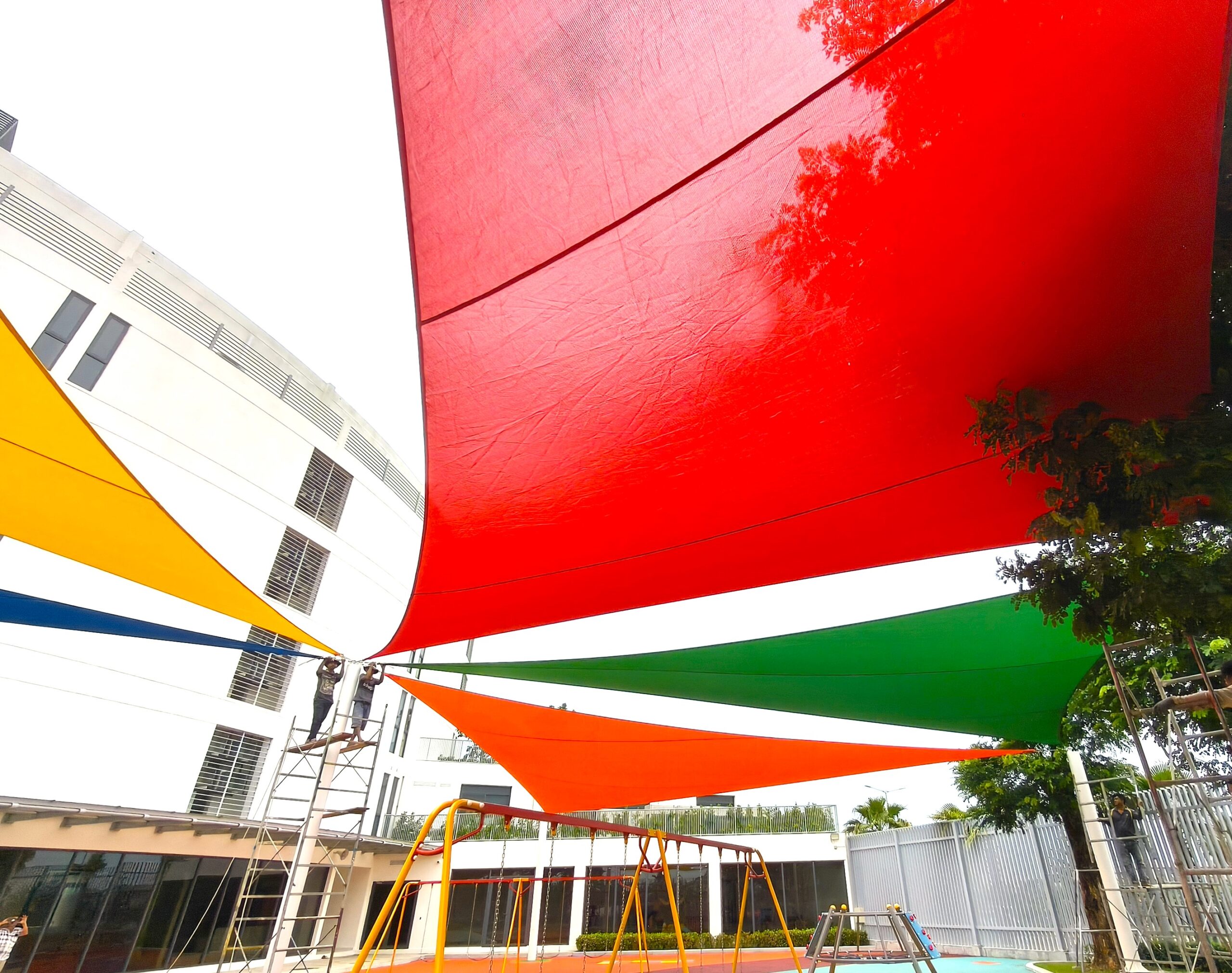 Pro Textile Solutions Engineering, Widespan HDPE Shade Sail Structure, CIA First International School Phnom Penh Cambodia