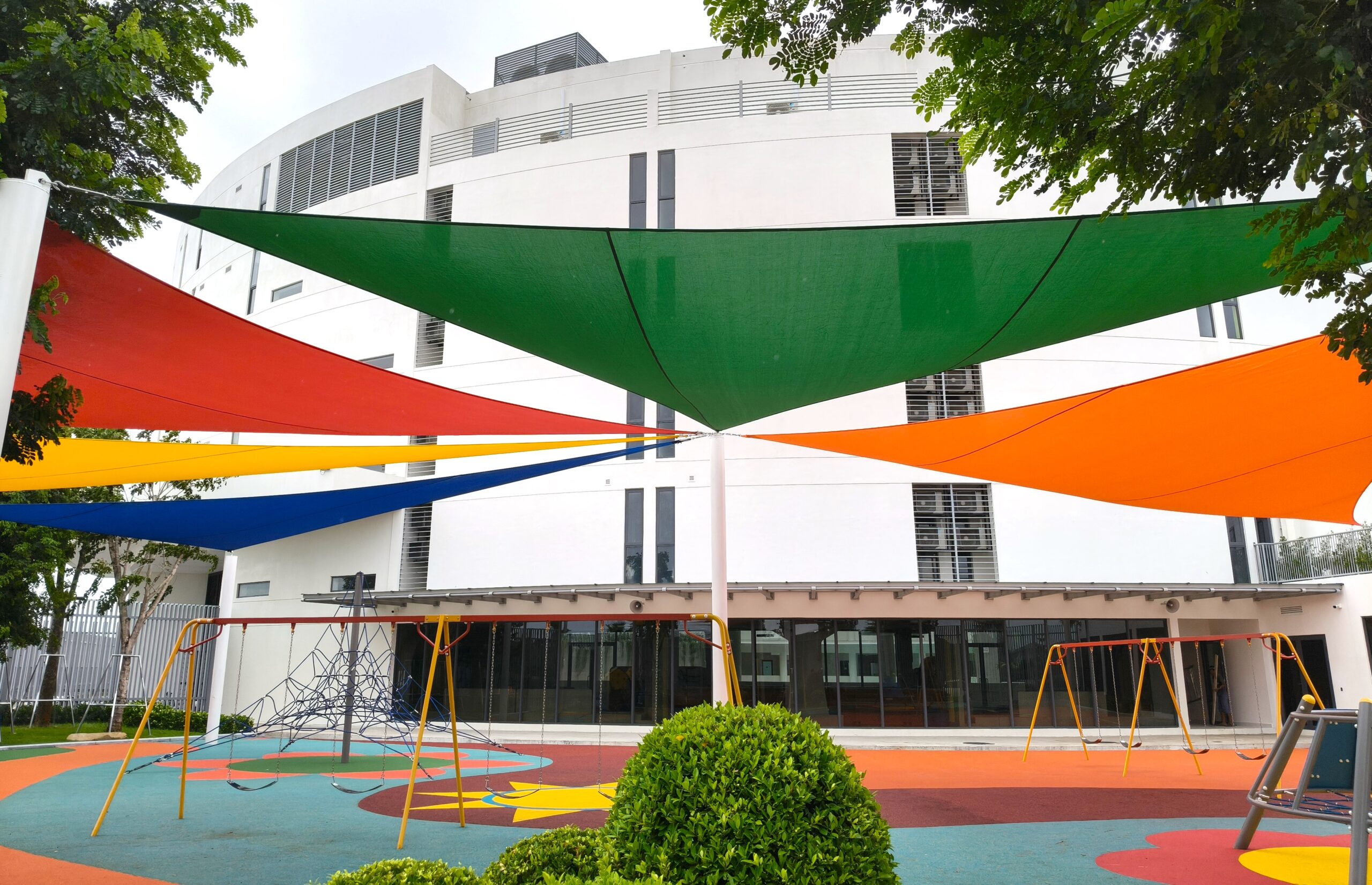 Pro Textile Solutions Engineering, Widespan HDPE Shade Sail Structure, CIA First International School Phnom Penh Cambodia