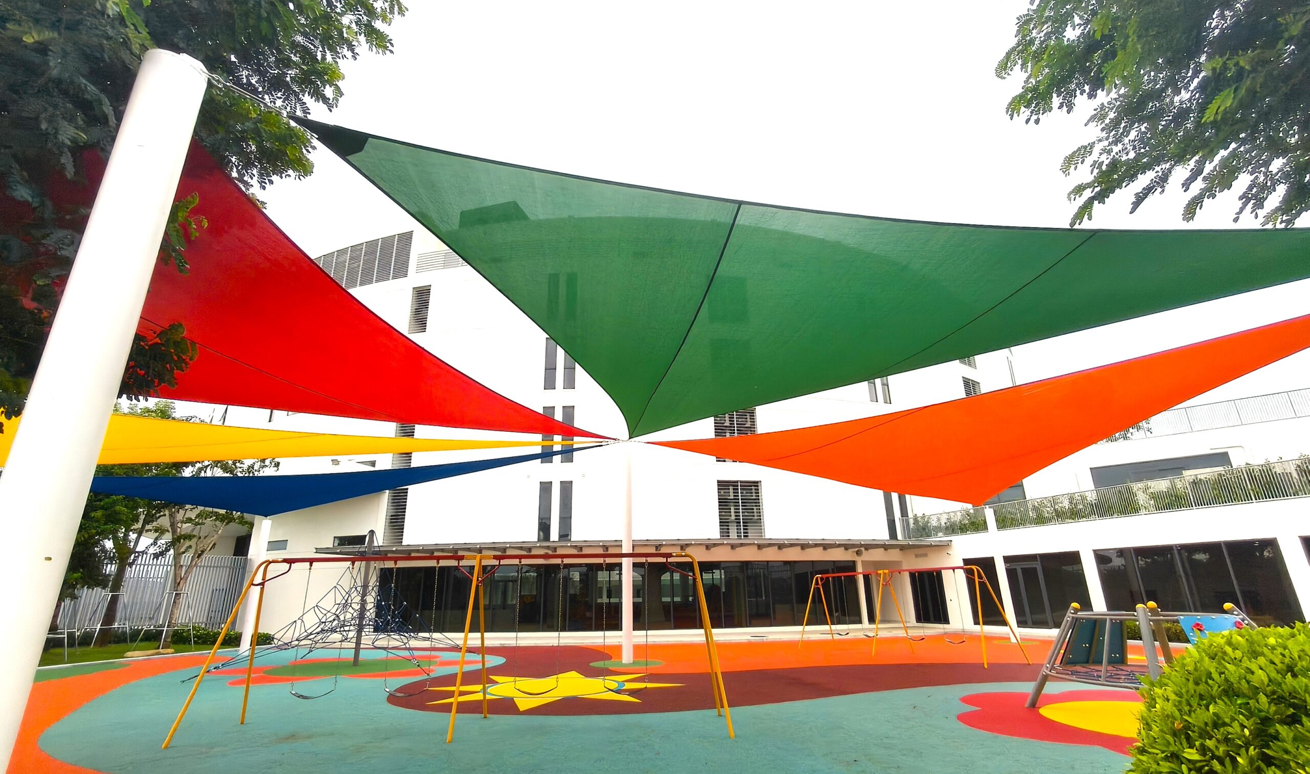 Pro Textile Solutions Engineering, Widespan HDPE Shade Sail Structure, CIA First International School Phnom Penh Cambodia