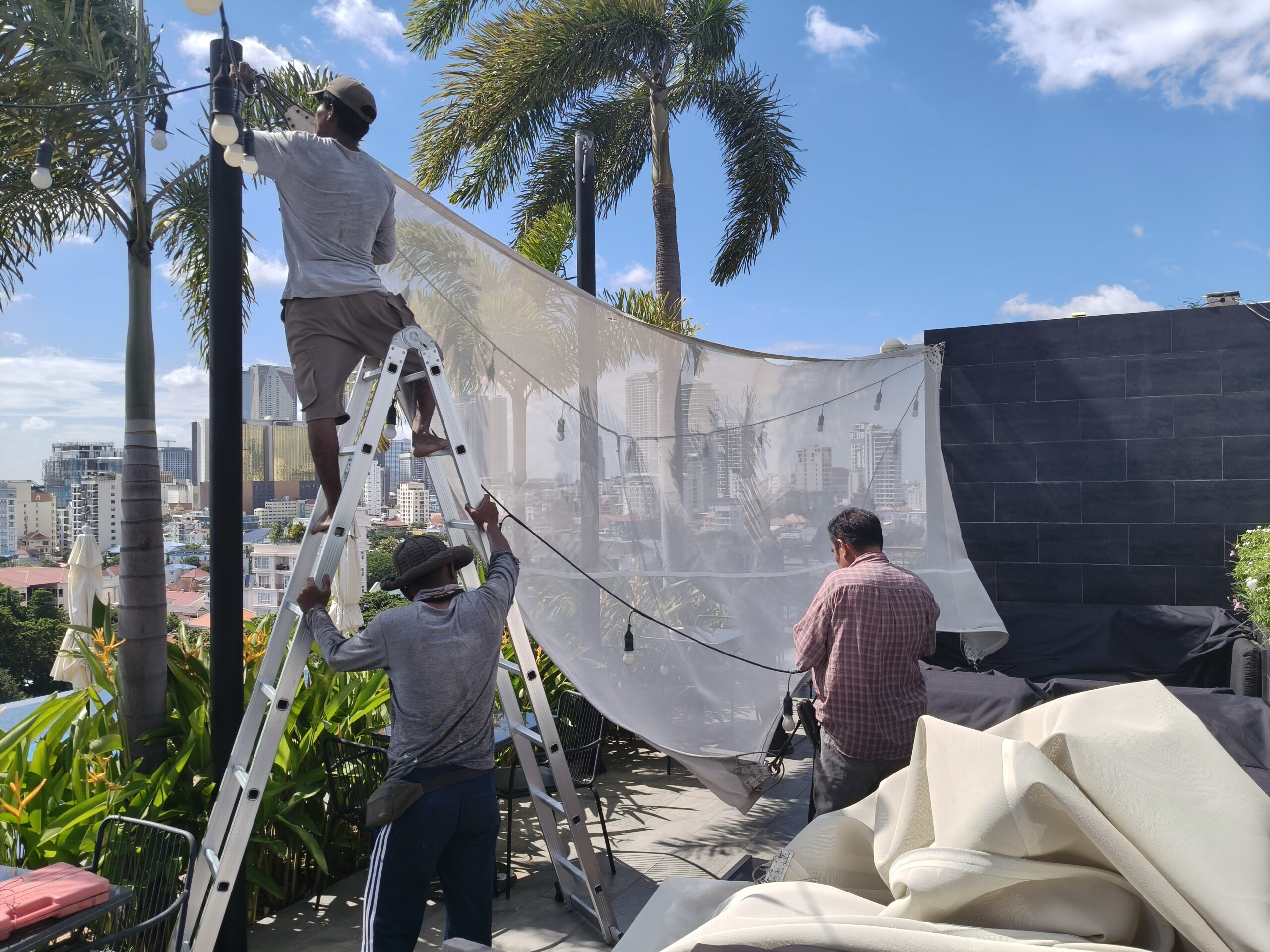 Rooftop Shade Sails Aquarius Hotel Phnom Penh, Cambodia by Pro Textile Solutions