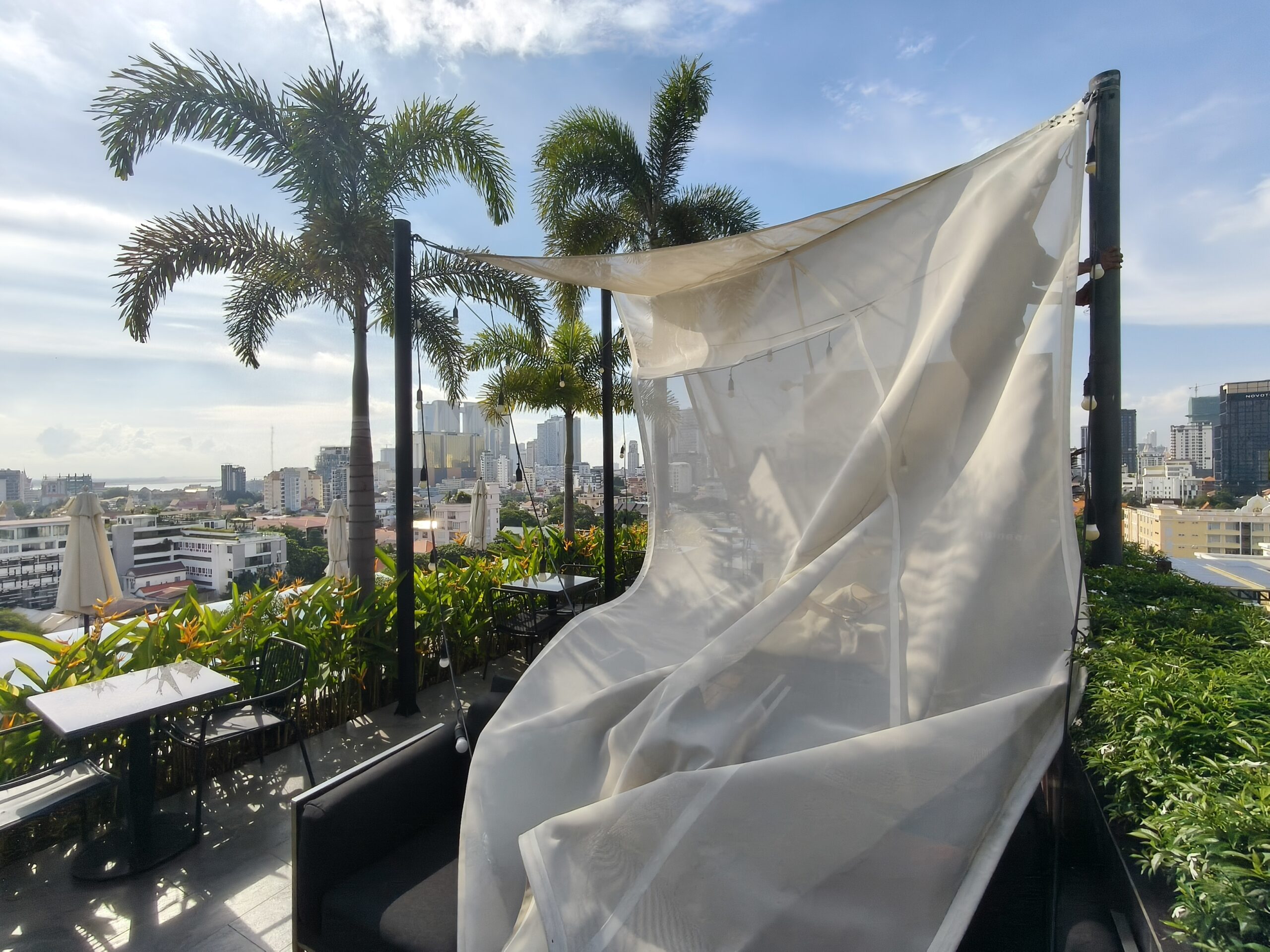 Rooftop Shade Sails Aquarius Hotel Phnom Penh, Cambodia by Pro Textile Solutions