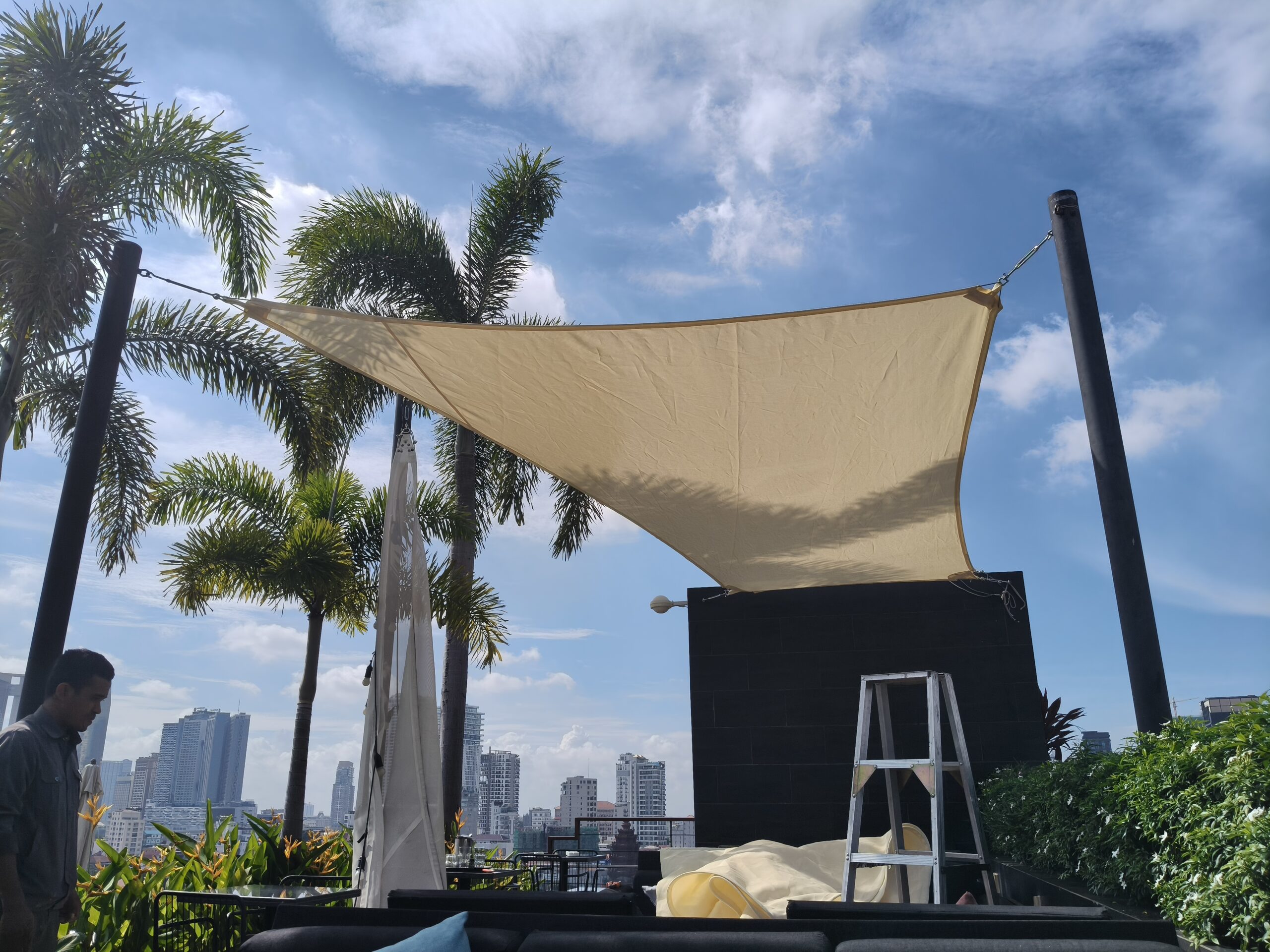 Rooftop Shade Sails Aquarius Hotel Phnom Penh, Cambodia by Pro Textile Solutions