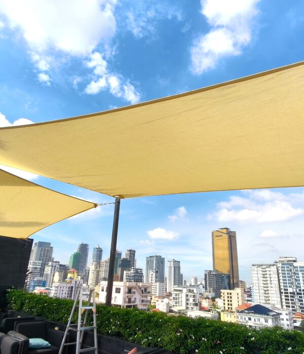 Rooftop Shade Sails Aquarius Hotel Phnom Penh, Cambodia by Pro Textile Solutions