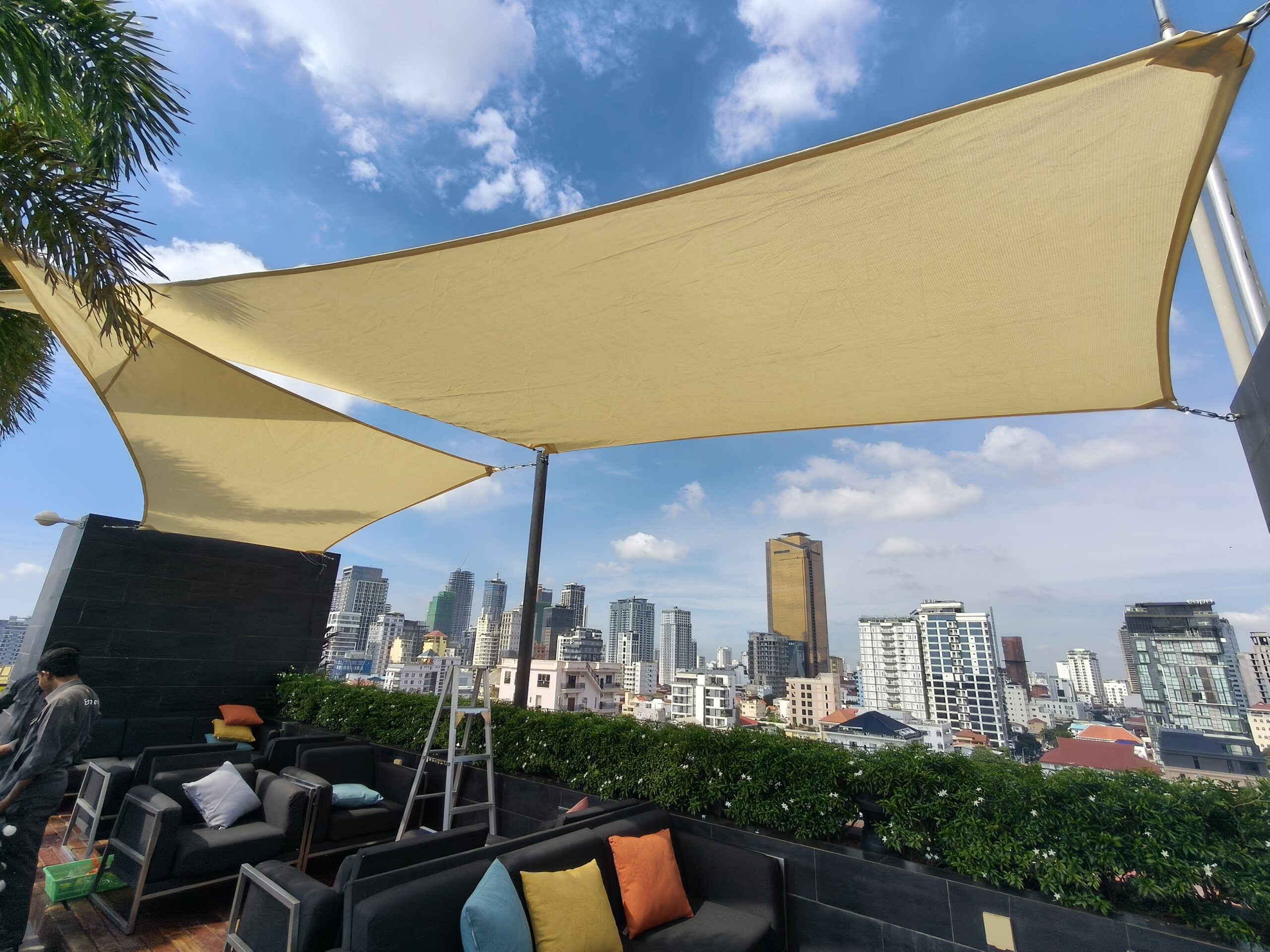 Rooftop Shade Sails Aquarius Hotel Phnom Penh, Cambodia by Pro Textile Solutions