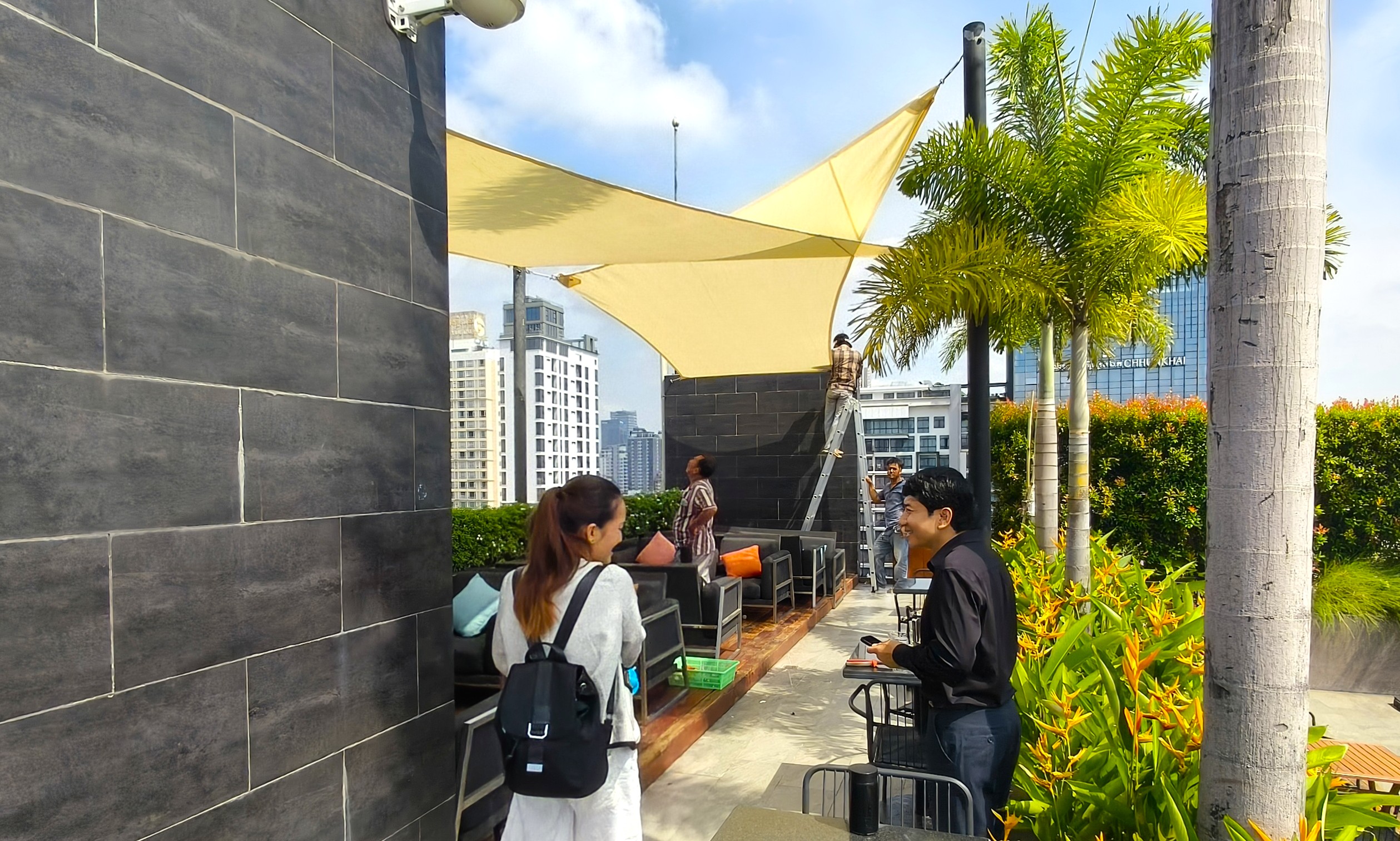 Rooftop Shade Sails Aquarius Hotel Phnom Penh, Cambodia by Pro Textile Solutions