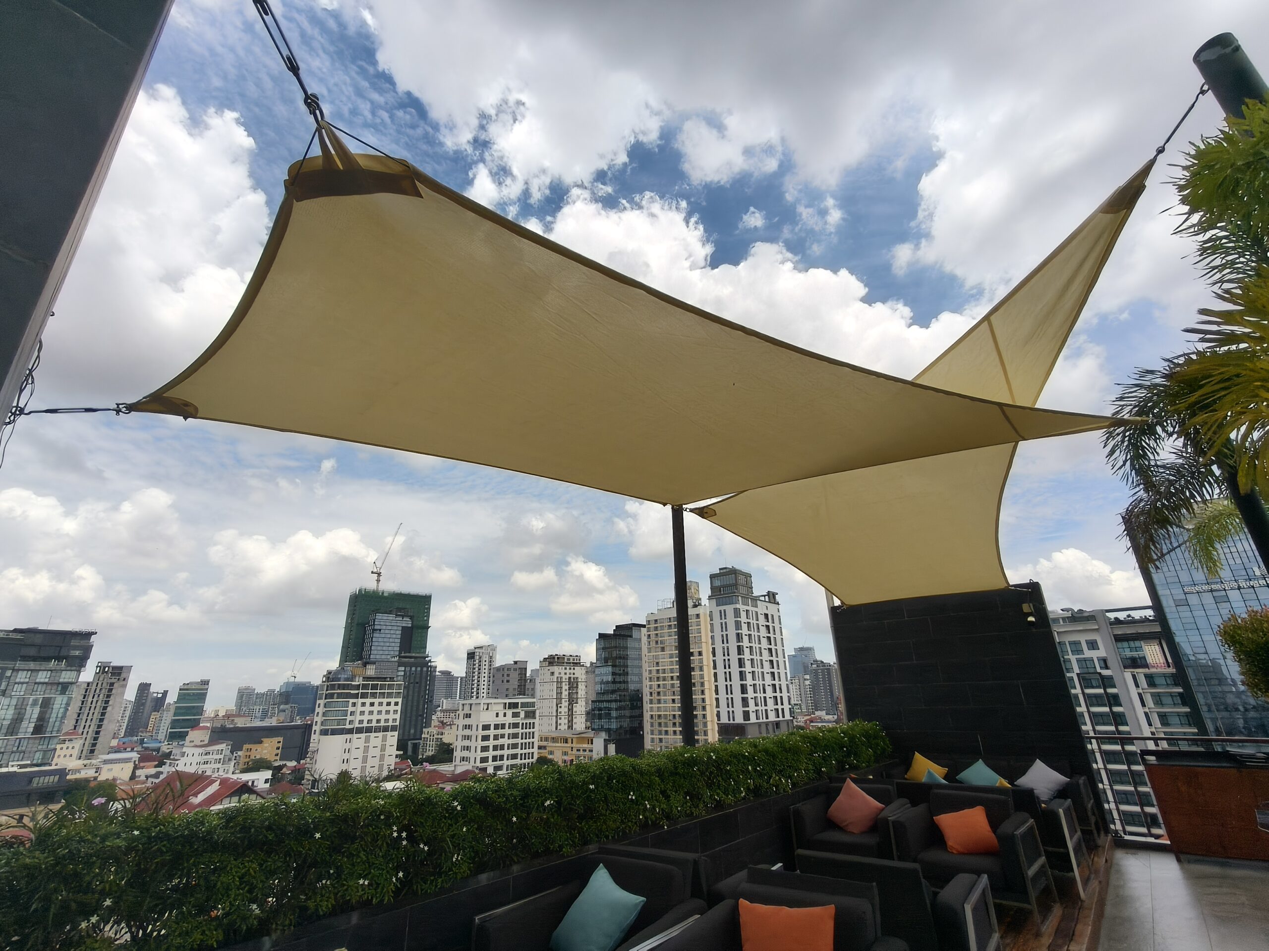 Rooftop Shade Sails Aquarius Hotel Phnom Penh, Cambodia by Pro Textile Solutions