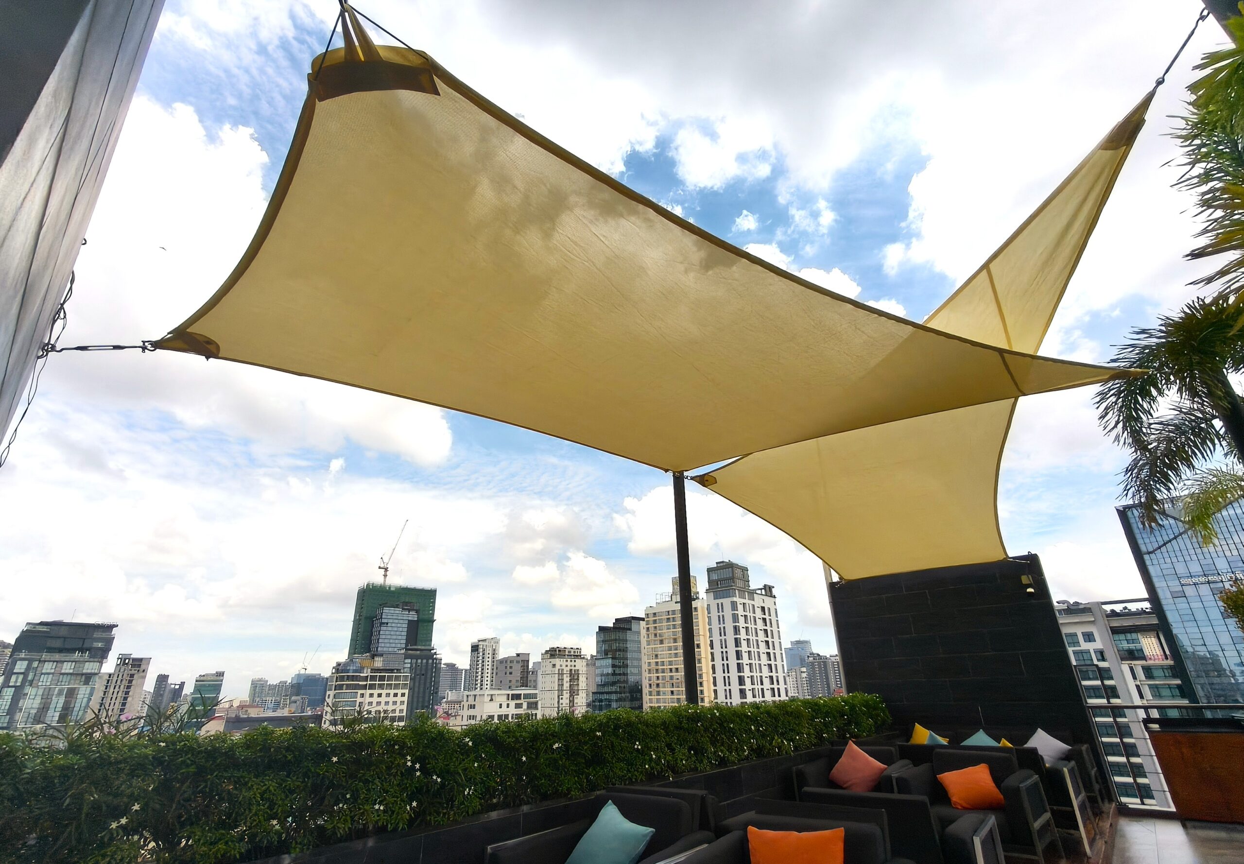 Rooftop Shade Sails Aquarius Hotel Phnom Penh, Cambodia by Pro Textile Solutions